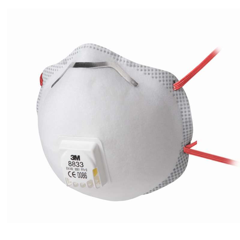 3M 8833 FFP3 Cup Shaped Valved Respirator 10 Box